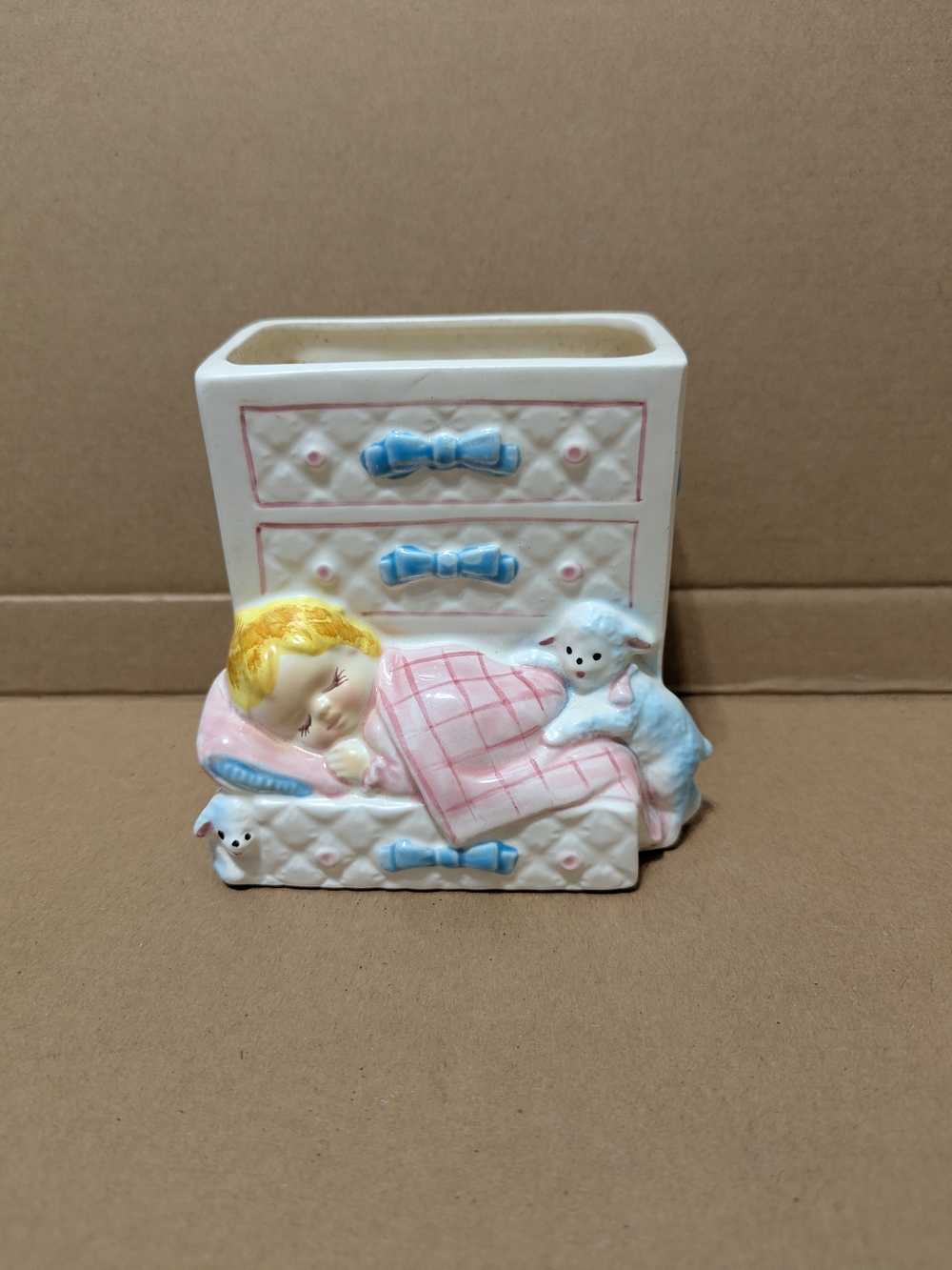 VTG Giftwares Sleeping Baby Planter Ceramic Nursery Dresser Japan Kitsch White